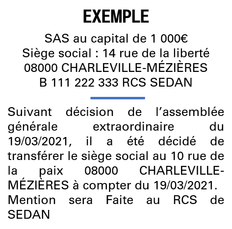 Modèle annonce légale de transfert de siège Ardennes