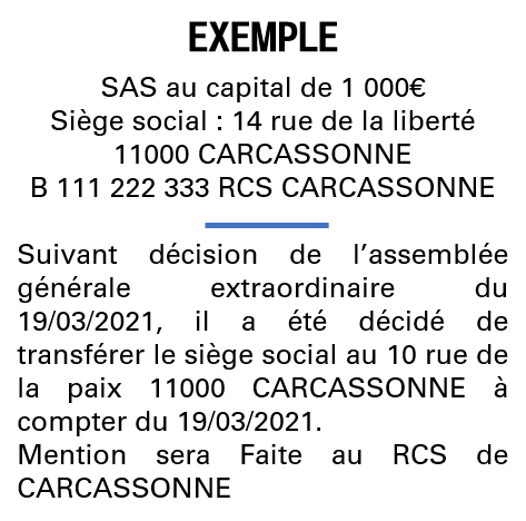 Modèle annonce légale de transfert de siège Aude