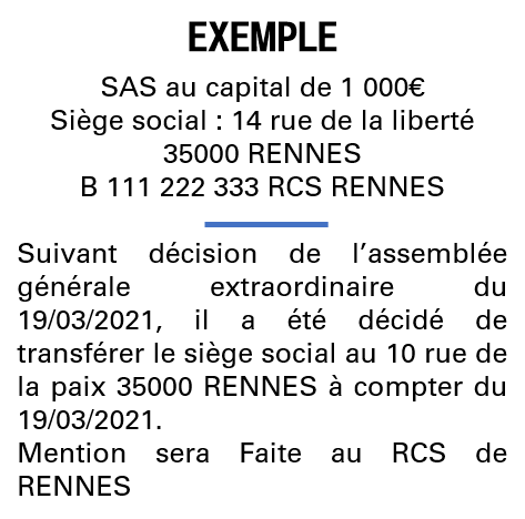 Modèle annonce légale de transfert de siège Ille-et-Vilaine
