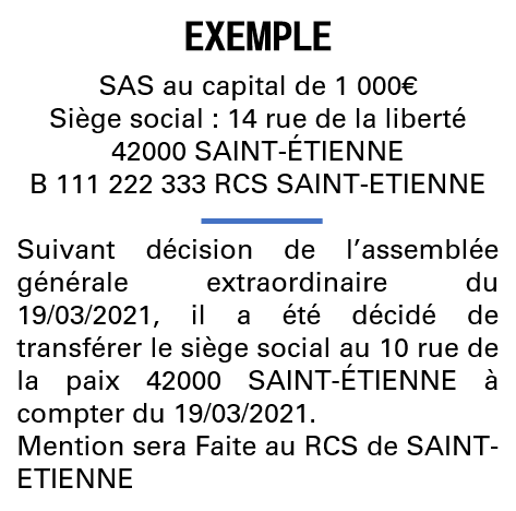 Modèle annonce légale de transfert de siège Loire