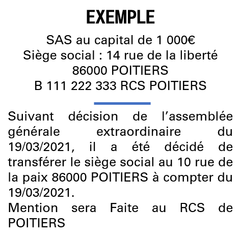 Modèle annonce légale de transfert de siège Vienne