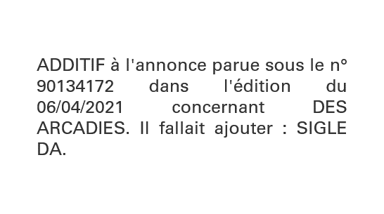 Exemple annonce légale Additif