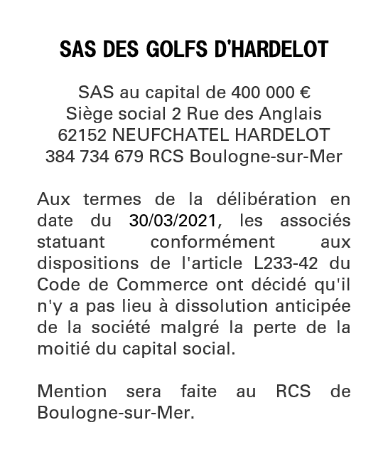 Exemple annonce légale Poursuite d'activité