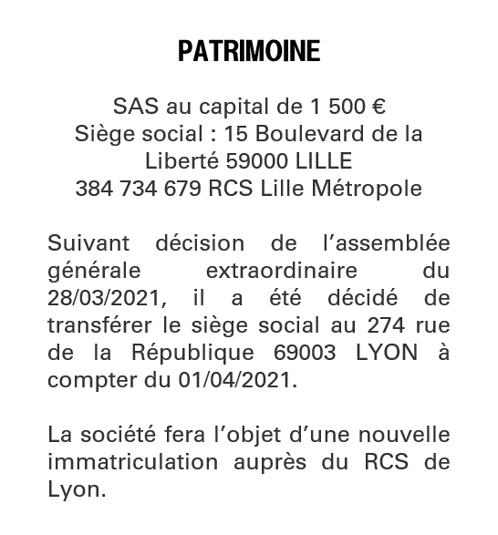 Exemple annonce légale Transfert de siège autre département (Ancien siège)