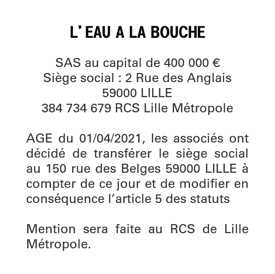 Exemple annonce légale Transfert de siège même département